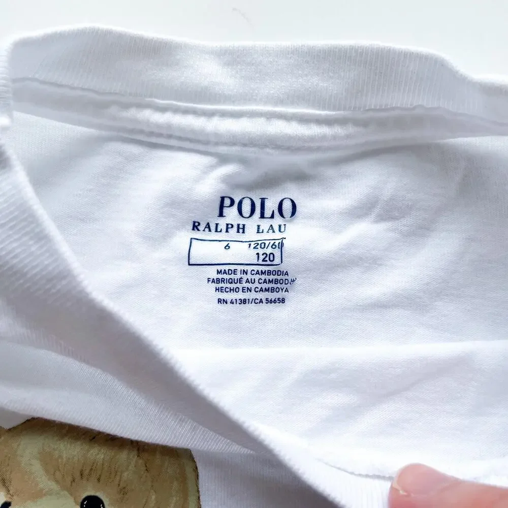 Boy's Polo Ralph Lauren Polo Bear Christmas Long Sleeve Shirt Size 6